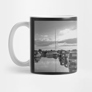 Boats moored in Thurne Dyke in the Norfolk Broads National Park Mug